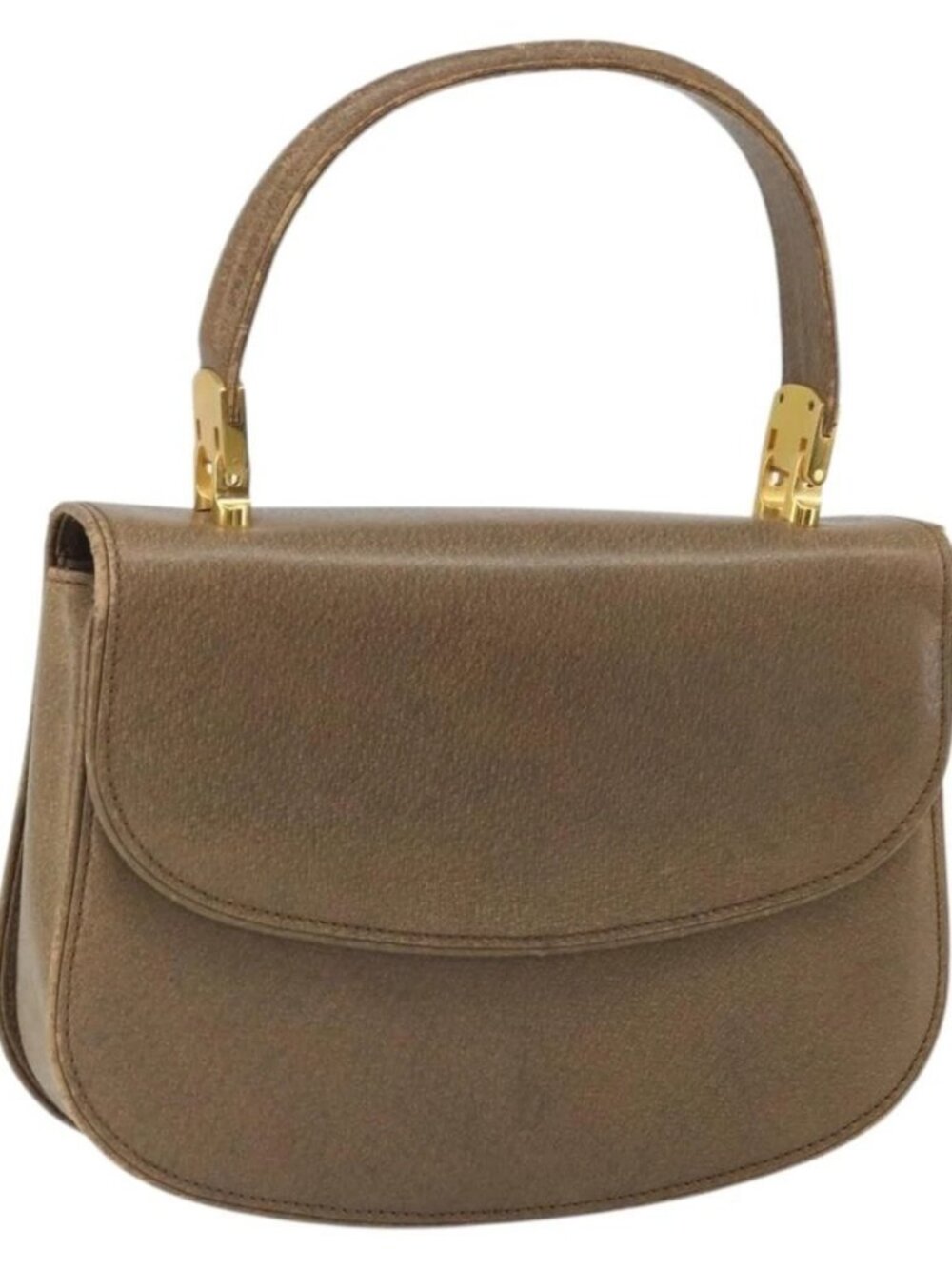GUCCI Hand Bag Leather Brown Gold Auth ep13233